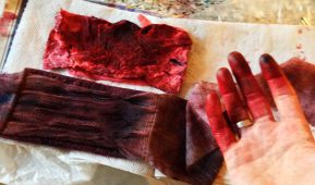 Bloody bandages made with food colouring