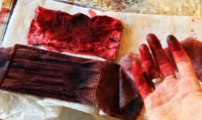Bloody bandages made with food colouring